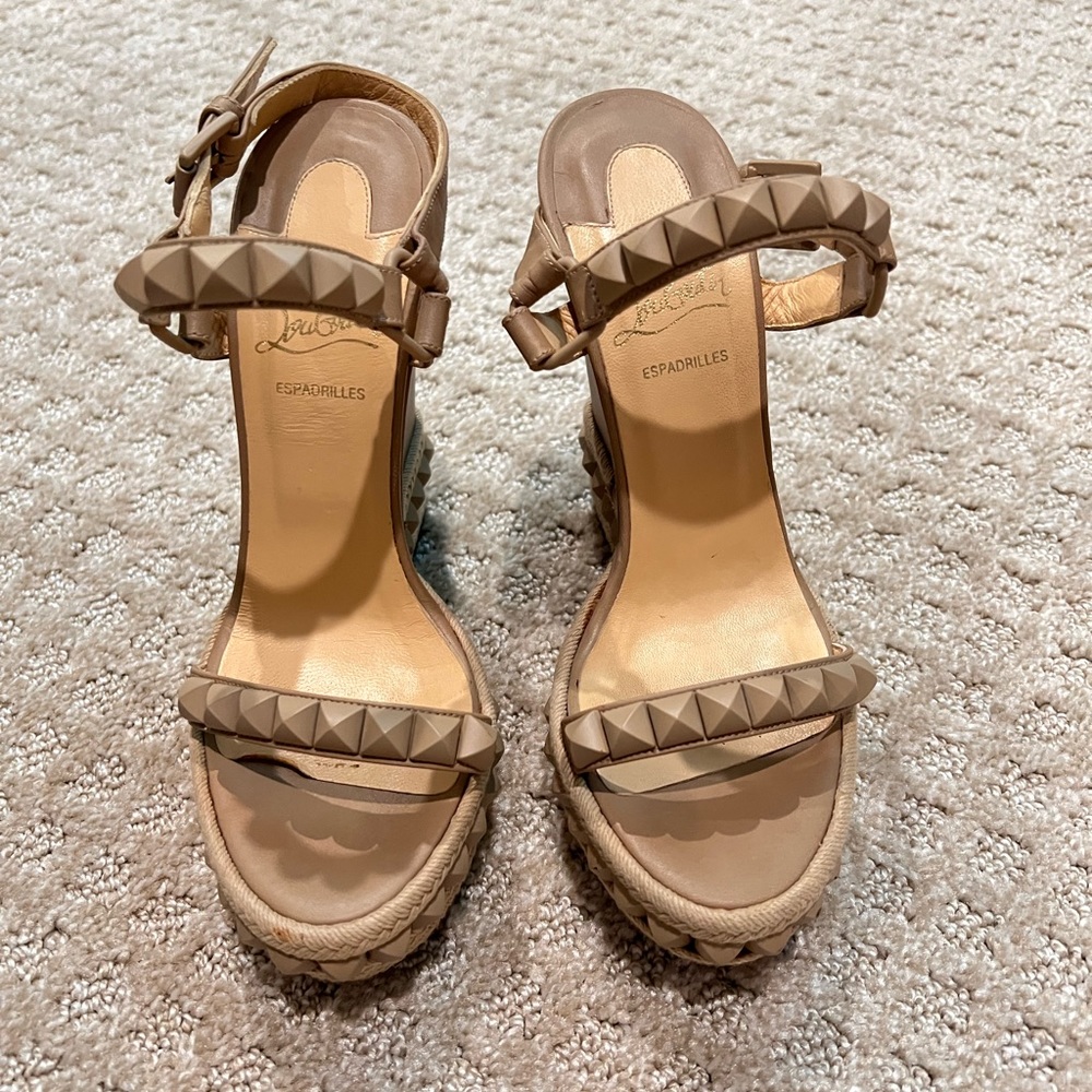 Christian Louboutin Cataclou Wedge Platform 140 Matte Nude